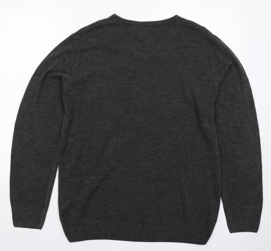 Easy Mens Grey  Knit Pullover Jumper Size L