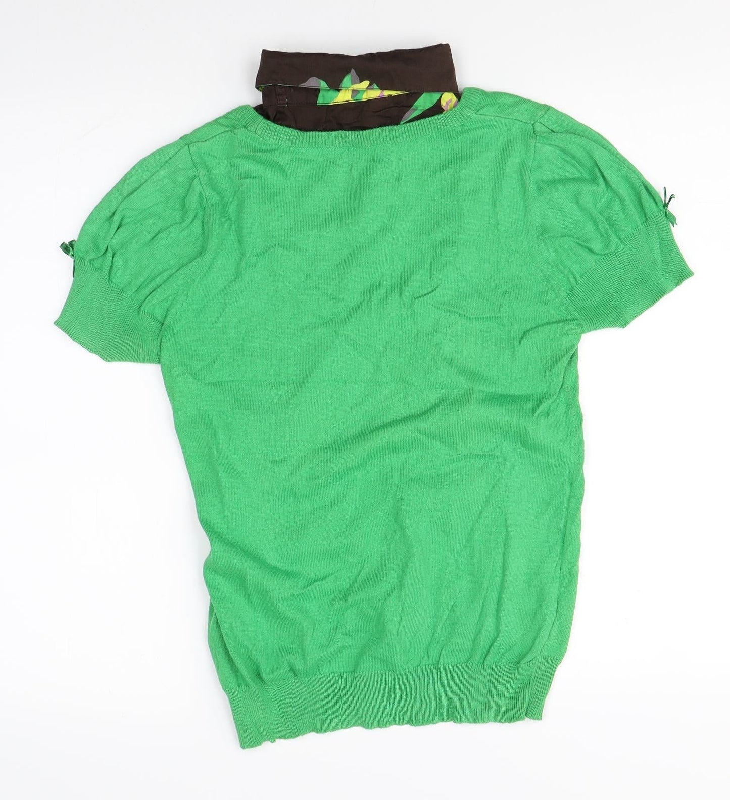 DEPT Womens Green Floral  Henley Jumper Size M