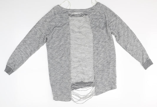 FOREVER 21 Womens Grey   Basic T-Shirt Size S  - distressed back