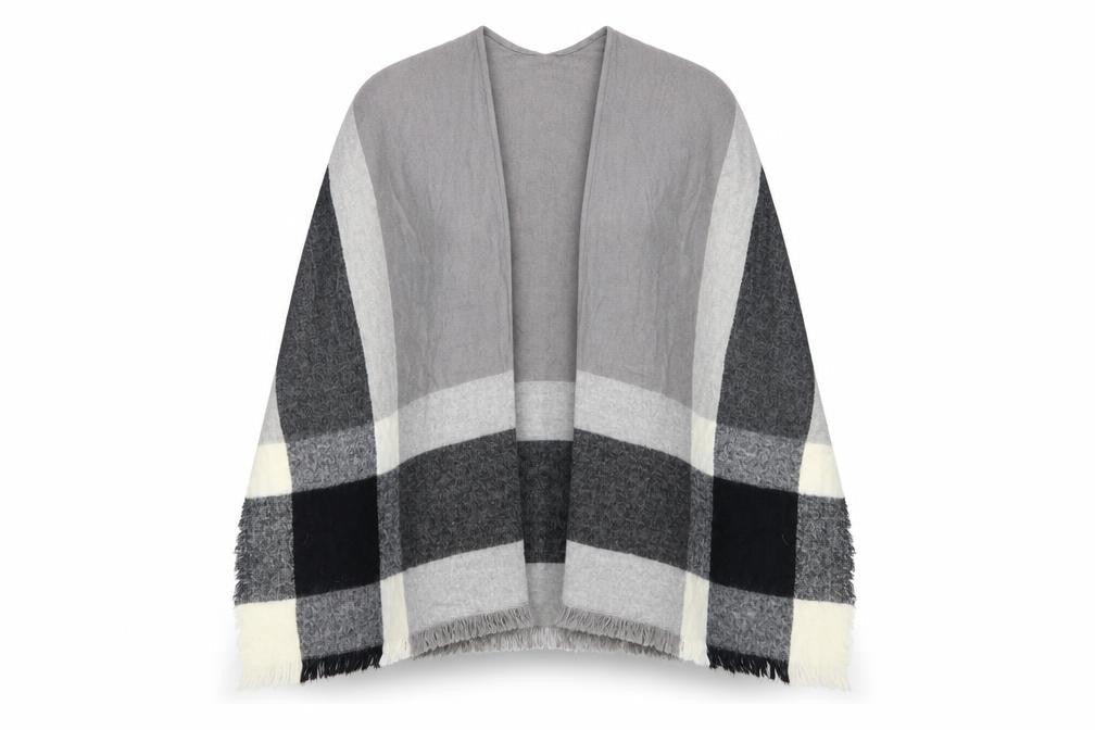 F&F  Grey Check Knit  Shawl/Wrap