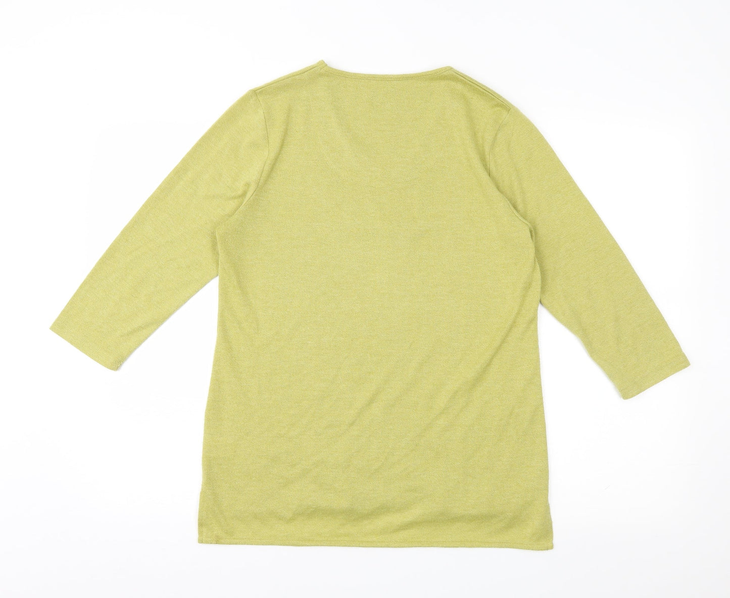 TIGI Womens Green Geometric Knit Basic T-Shirt Size 10