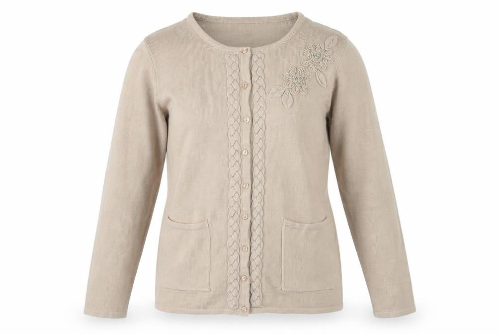 Casamia Womens Beige Knit Cardigan Jumper Size S