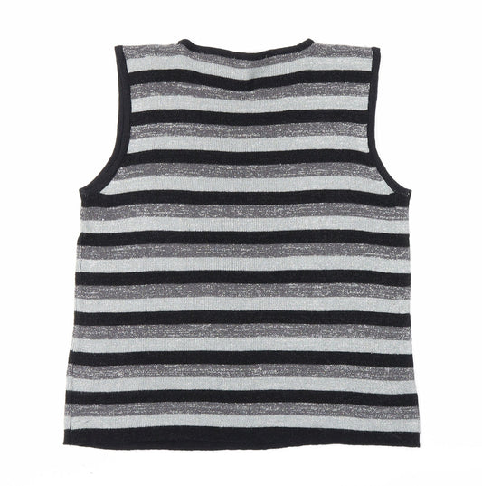 Preworn Womens Grey Striped  Vest Jumper Size S
