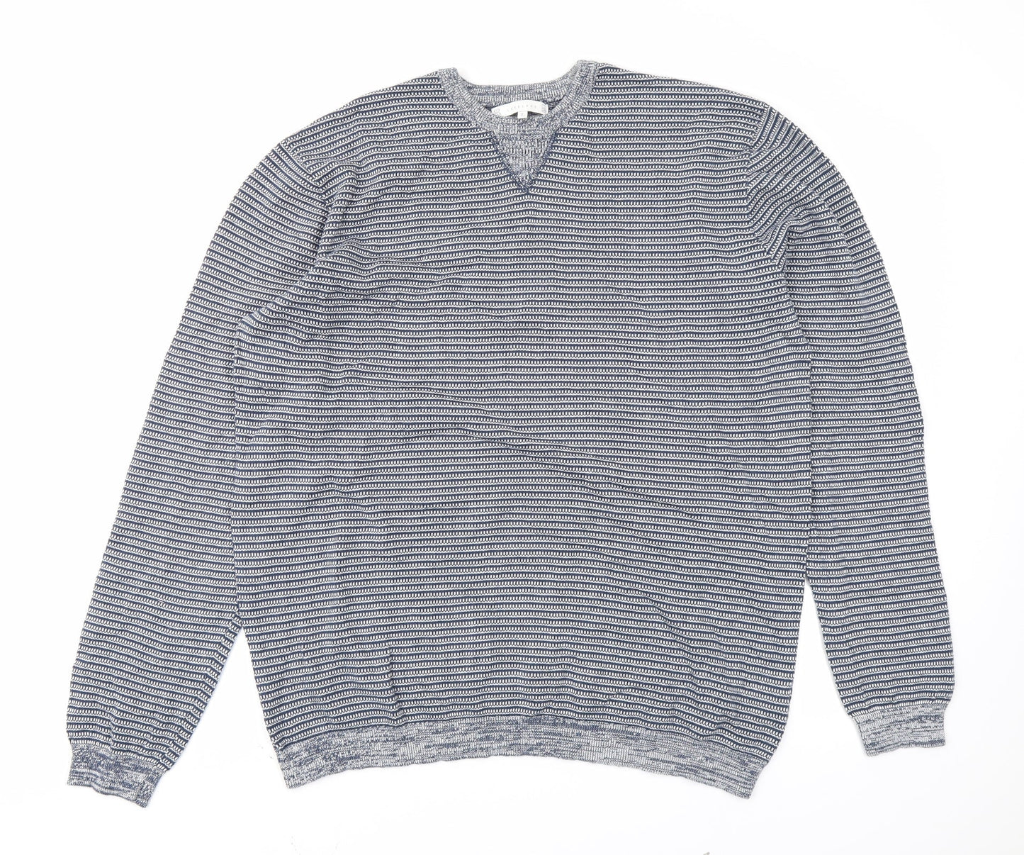 Lakeland Mens Blue Striped  Pullover Jumper Size L