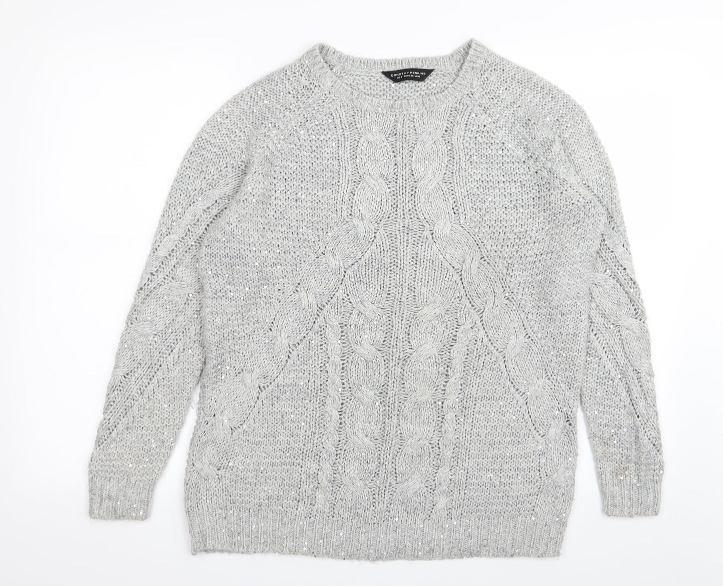 Dorothy Perkins Womens Grey   Pullover Jumper Size 12  - sequin