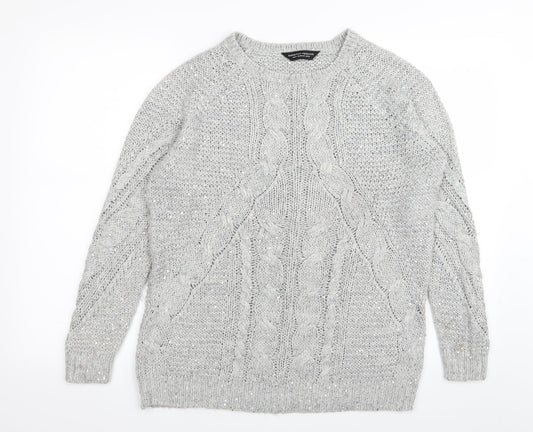 Dorothy Perkins Womens Grey   Pullover Jumper Size 12  - sequin