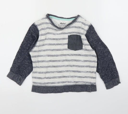 Primark Boys Blue Striped  Pullover Jumper Size 5-6 Years