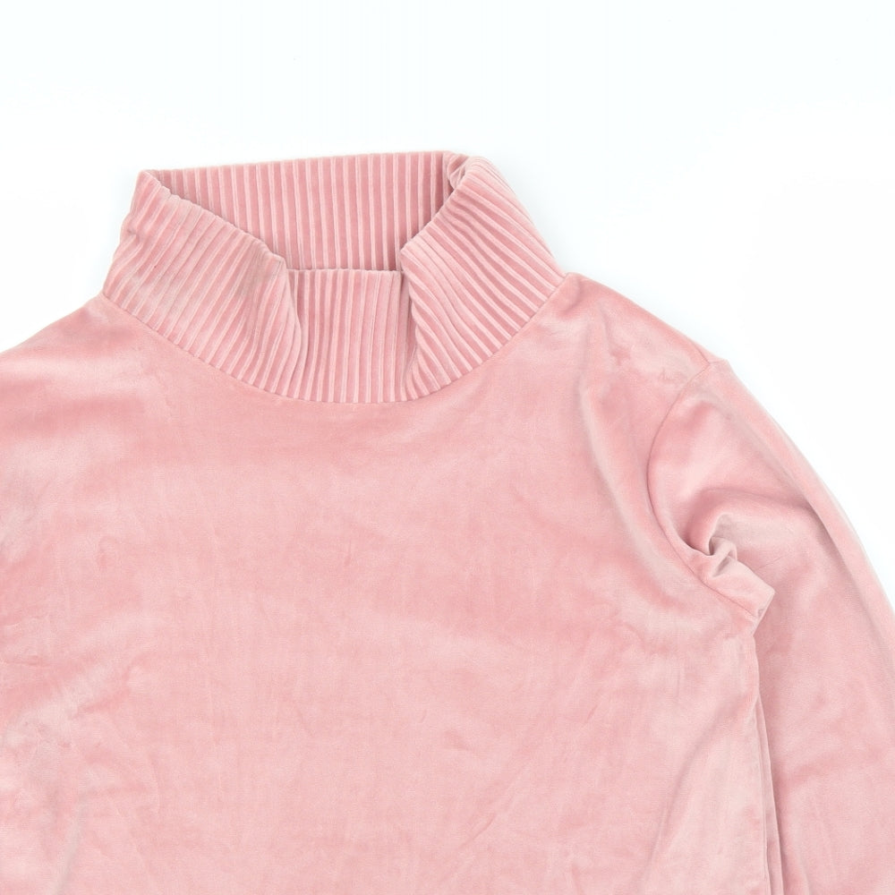 TU Womens Pink Solid Velvet Top Pyjama Top Size 8