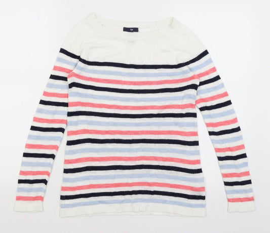 Gap Womens White Striped  Pullover Jumper Size XS