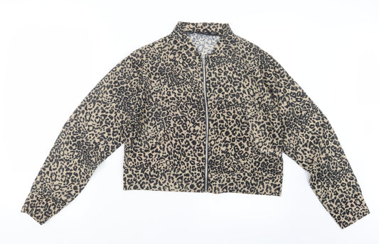 Boohoo Womens Black Animal Print  Jacket  Size 10