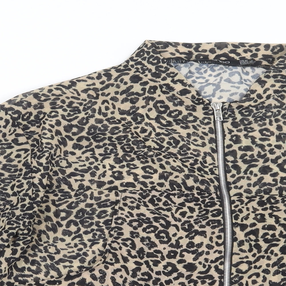 Boohoo Womens Black Animal Print  Jacket  Size 10
