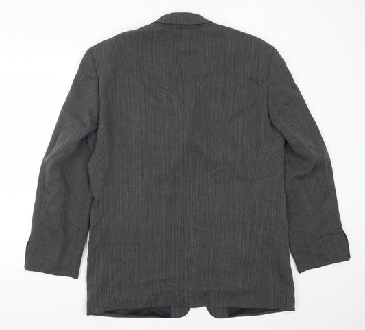Benvenuto Mens Grey Geometric  Jacket Suit Jacket Size 40