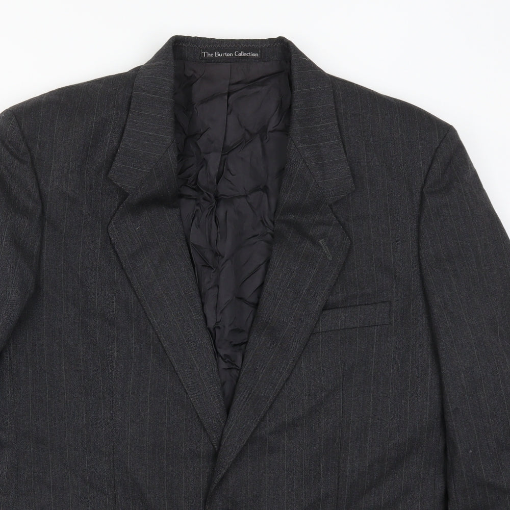 Burton Mens Grey Striped  Jacket Suit Jacket Size 42