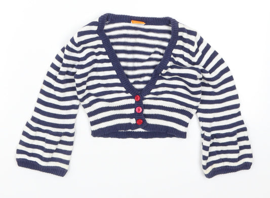 Mini Mode Girls Blue Striped  Cardigan Jumper Size 18-24 Months