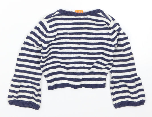 Mini Mode Girls Blue Striped  Cardigan Jumper Size 18-24 Months