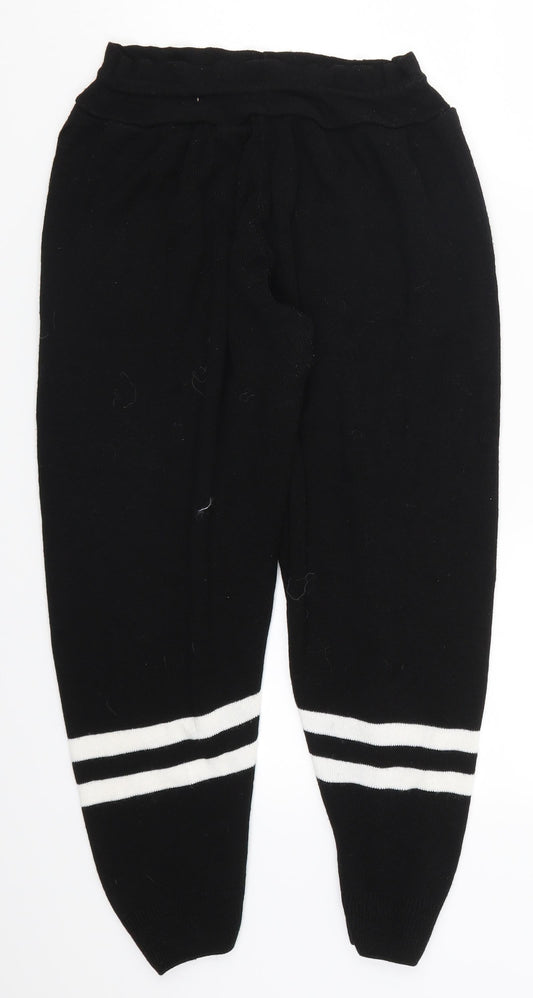 Preworn Womens Black Striped  Sweatpants Trousers Size 24 in L23 in