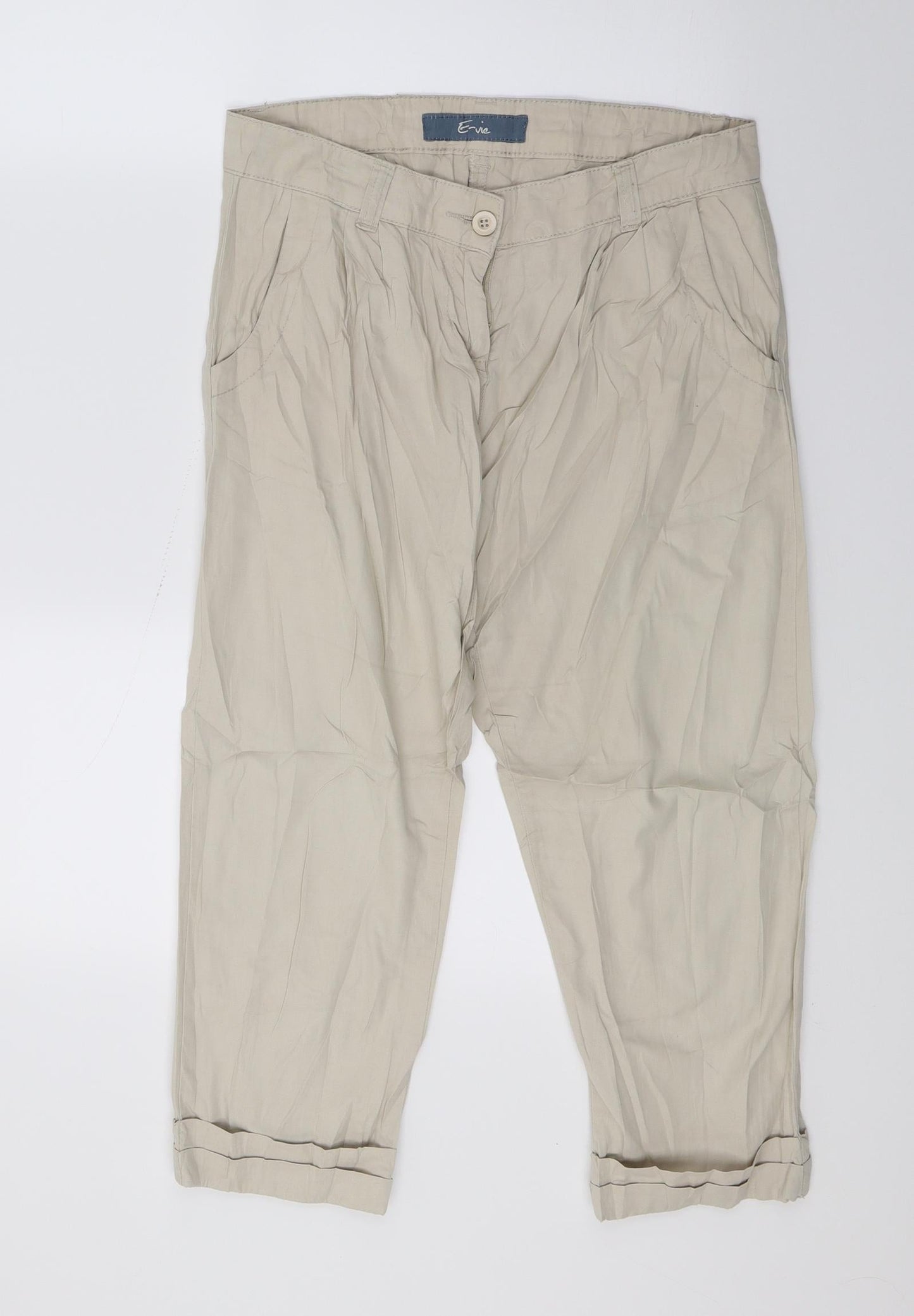 Evie Womens Beige   Cropped Trousers Size 8 L20 in