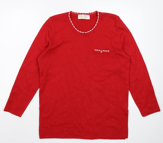 Serge Ohane Womens Red  Knit Pullover Jumper Size L