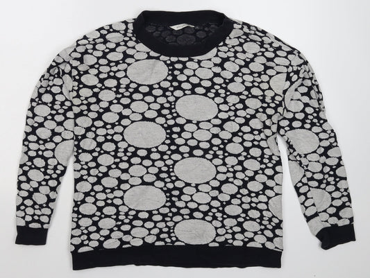 Bon a parte Womens Blue Polka Dot  Pullover Sweatshirt Size M