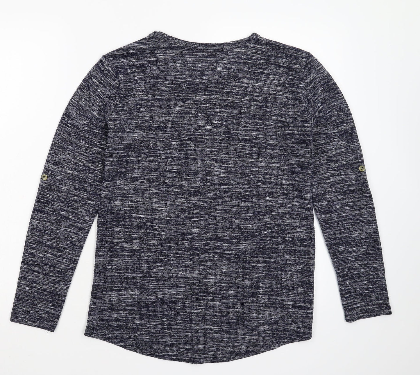 DMJ Womens Blue Floral Knit Pullover Jumper Size L