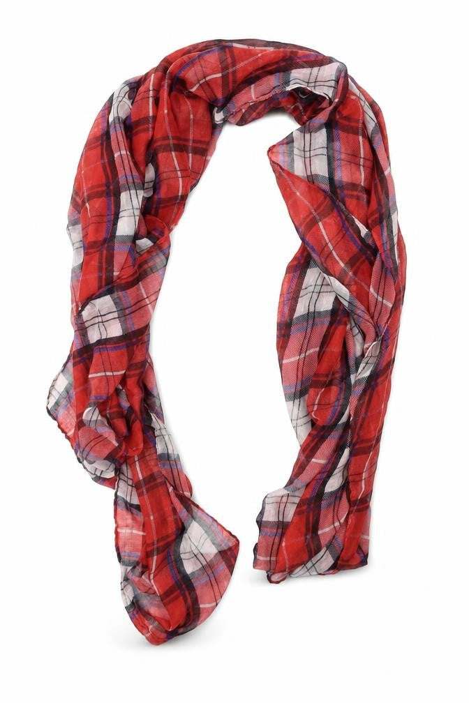 Preworn Womens Red Check Shawl/Wrap