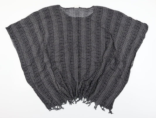 importador Womens Black Fair Isle   Poncho One Size