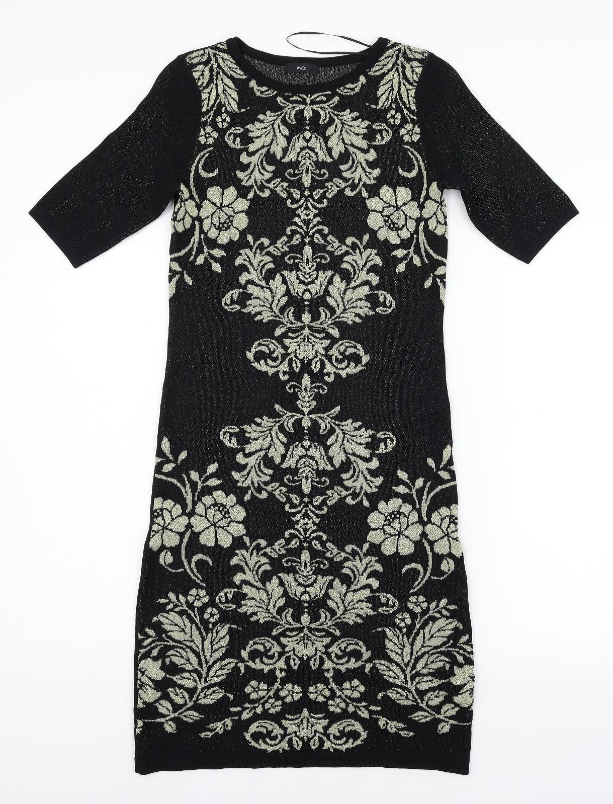 M&Co Womens Black Floral  Pencil Dress  Size 8
