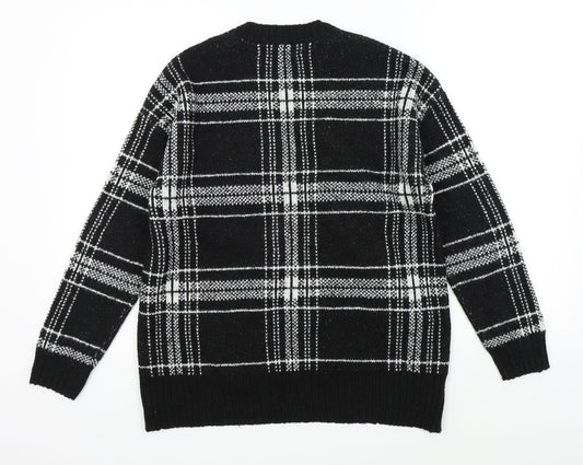 Marks & Spencer Womens Black Check  Pullover Jumper Size M