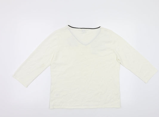 Classics Womens White   Pullover Jumper Size 14  - Embroidered