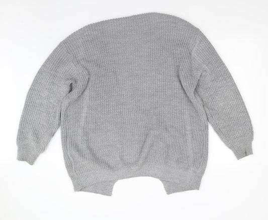 Missy Empire Womens Grey   Cardigan Jumper Size 10