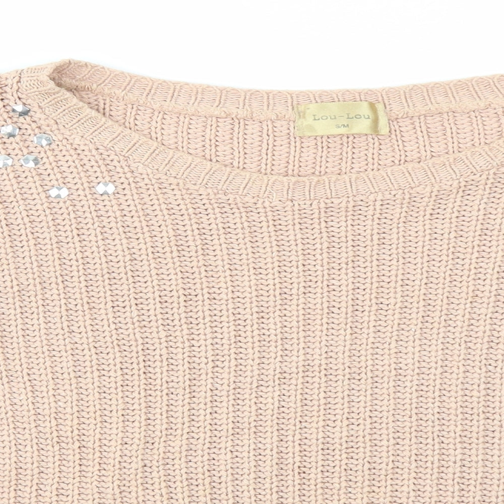 Lou-Lou Womens Pink  Knit Pullover Jumper Size S