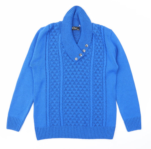 CHIC Womens Blue   Pullover Jumper Size S