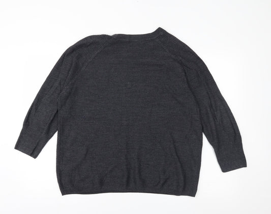 Jaqueline deYong Womens Grey  Knit Pullover Jumper Size S