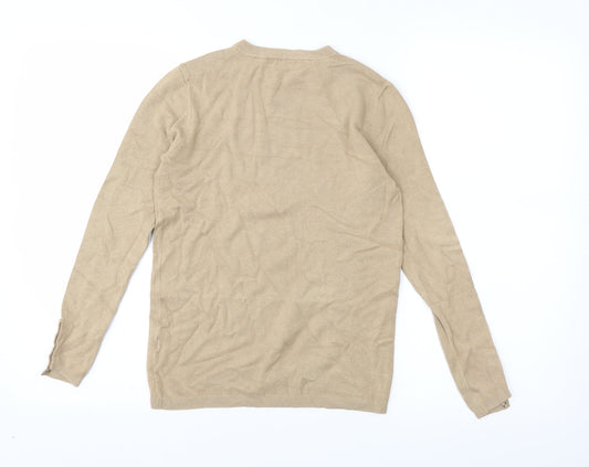 Zara Womens Beige  Jersey Basic T-Shirt Size 6