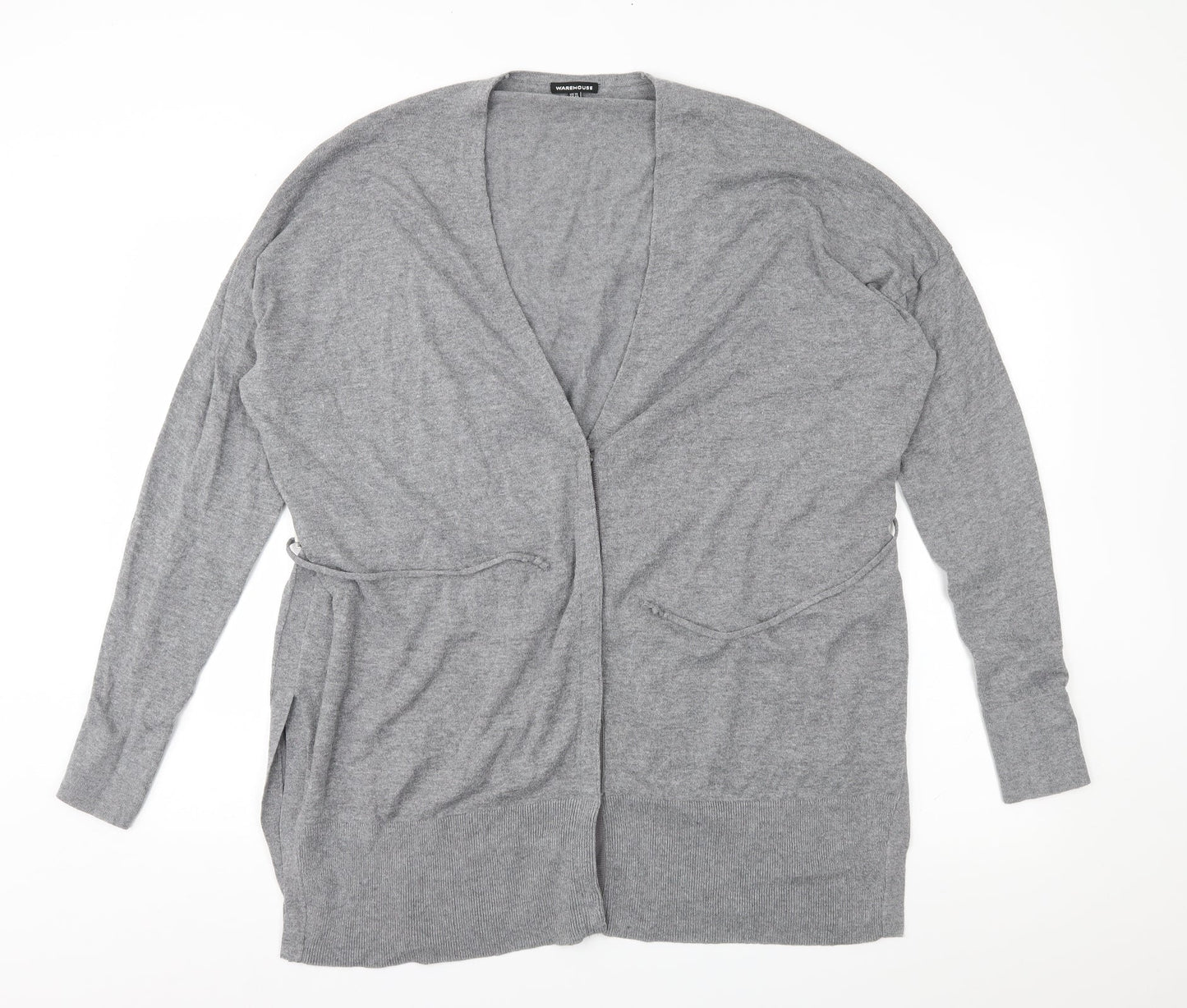 Warehouse Womens Grey  Knit Cardigan Jumper Size 16