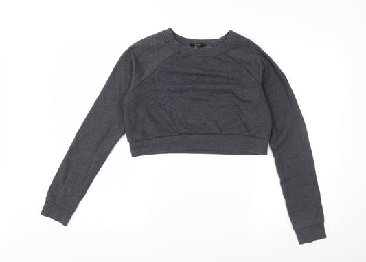 FOREVER 21 Womens Grey  Jersey Pullover Sweatshirt Size 6  - Cropped