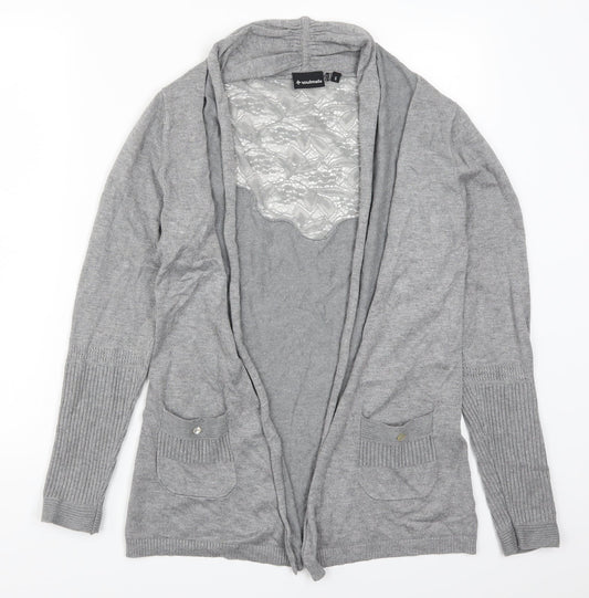 Soulmate Womens Grey  Lace Cardigan Jumper Size S