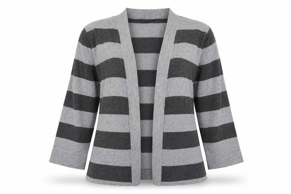 Country Casuals Womens Grey Striped  Cardigan Jumper Size M