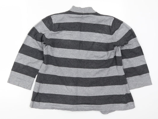Country Casuals Womens Grey Striped  Cardigan Jumper Size M