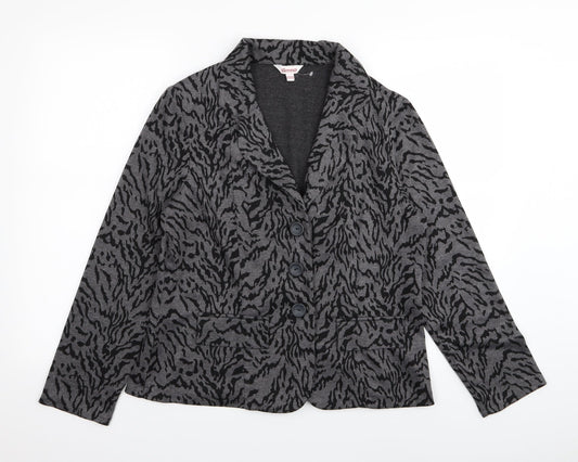 slima Womens Grey Animal Print  Jacket Blazer Size 14