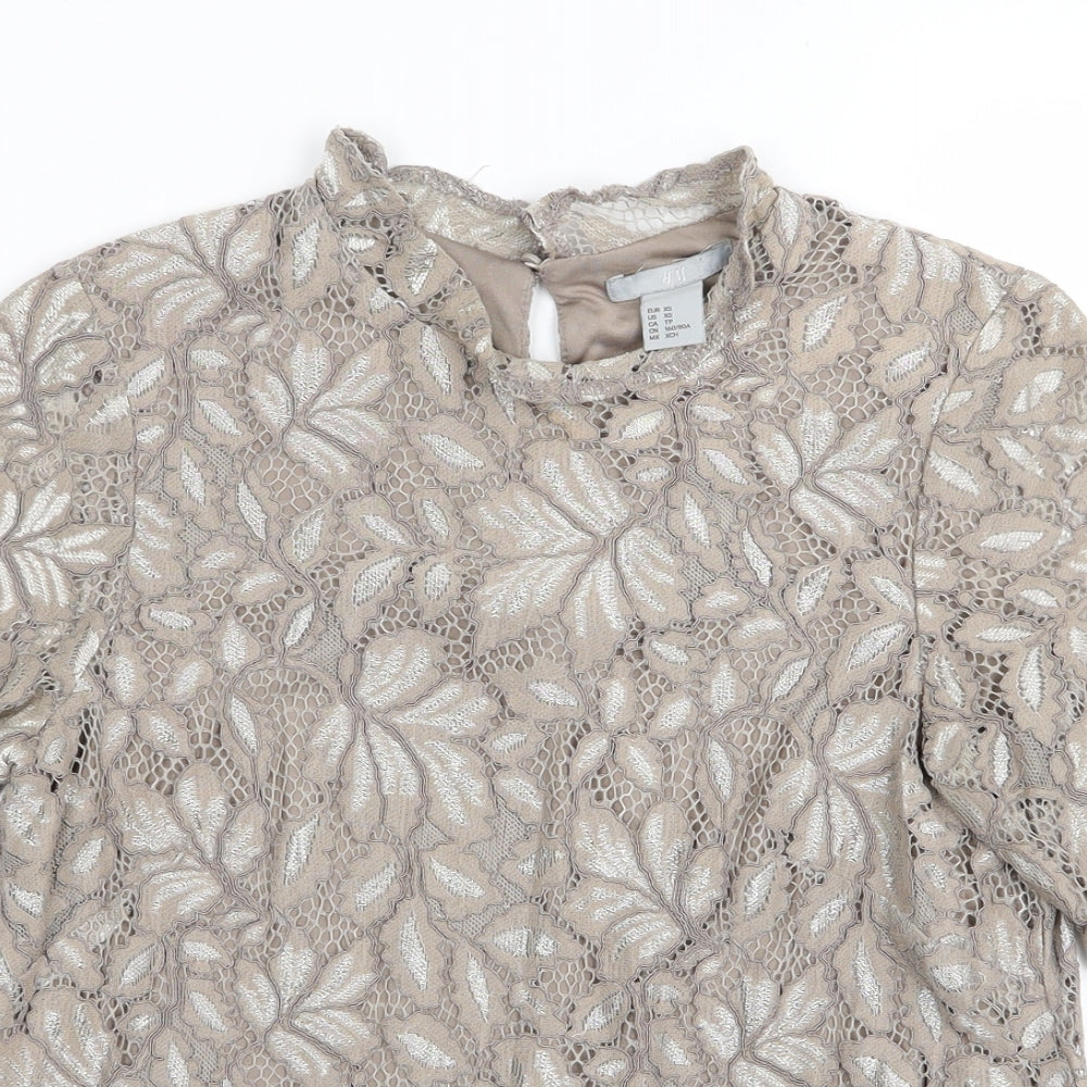 H&M Womens Brown Floral  Basic Blouse Size 4