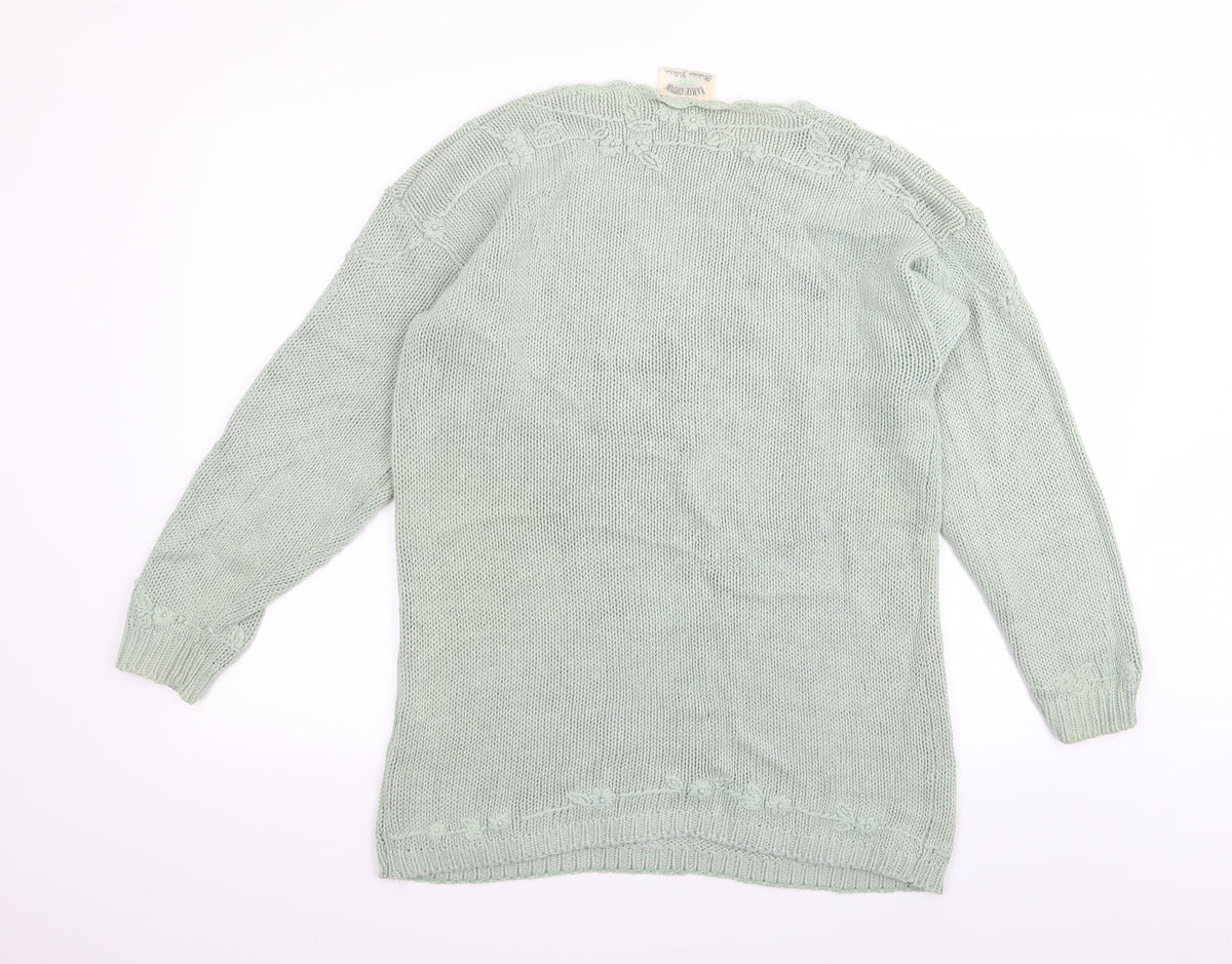 knitwear collection Womens Green Floral  Pullover Jumper One Size
