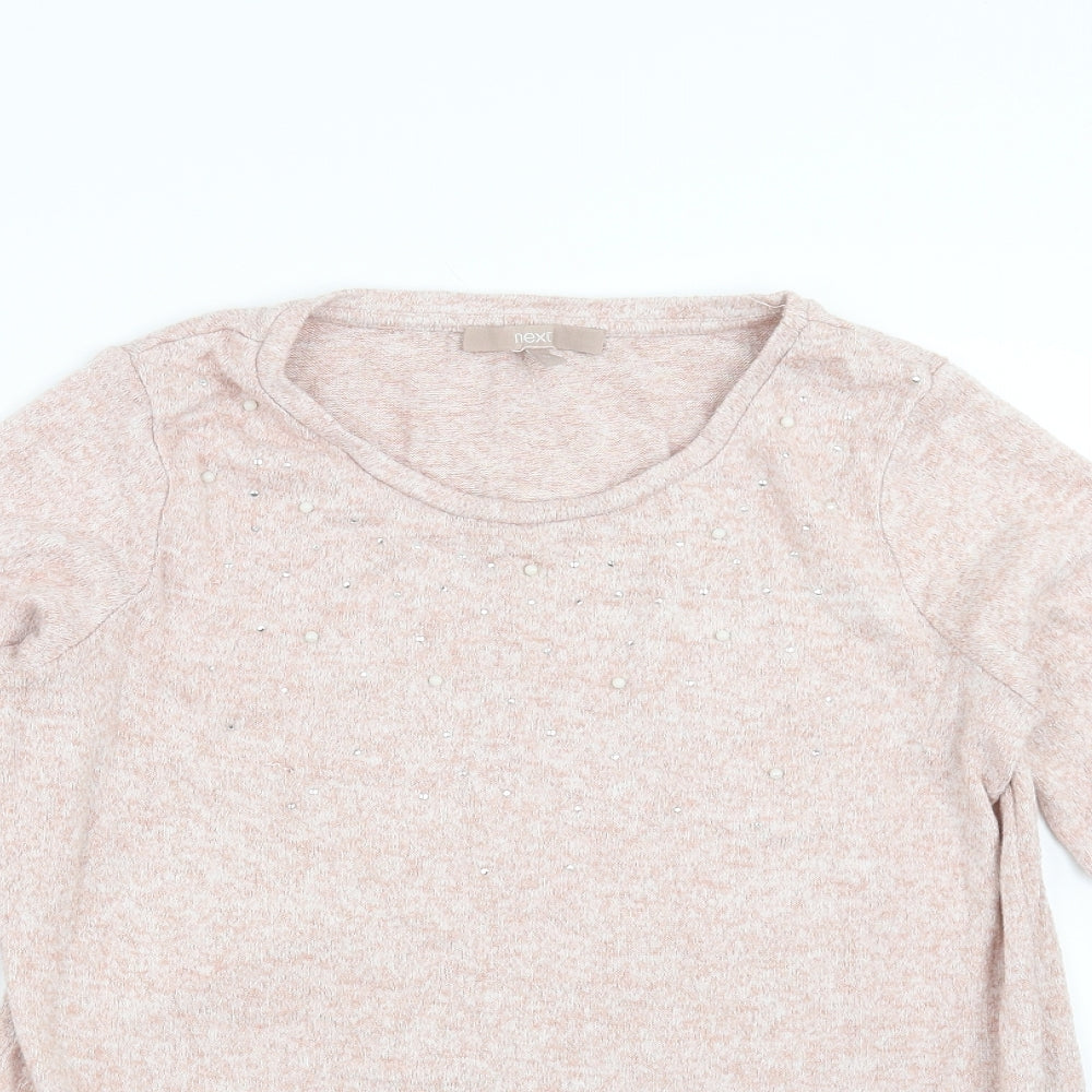 NEXT Womens Pink   Pullover Jumper Size 12  - beaded detail