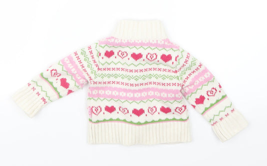 Miss Bellina Girls White Geometric Knit Jacket Coatigan Size 3-6 Months