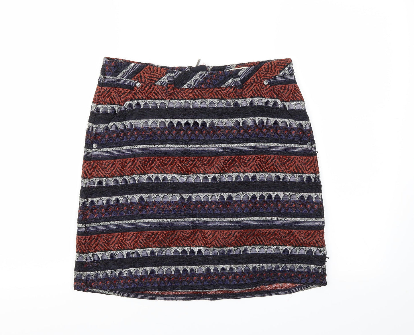 M&S Womens Blue Argyle/Diamond  A-Line Skirt Size 8