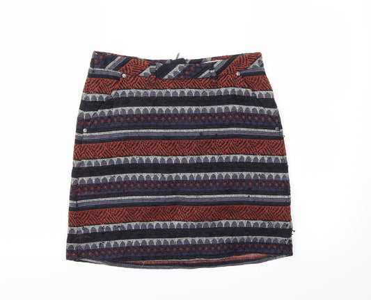 M&S Womens Blue Argyle/Diamond  A-Line Skirt Size 8