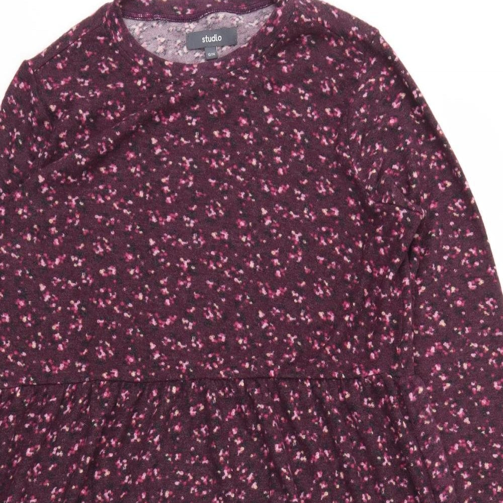 STUDIO  Womens Purple Floral  Fit & Flare  Size 12