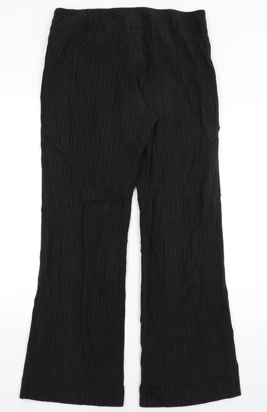 Dorothy Perkins Womens Black Striped  Dress Pants Trousers Size 14 L30 in