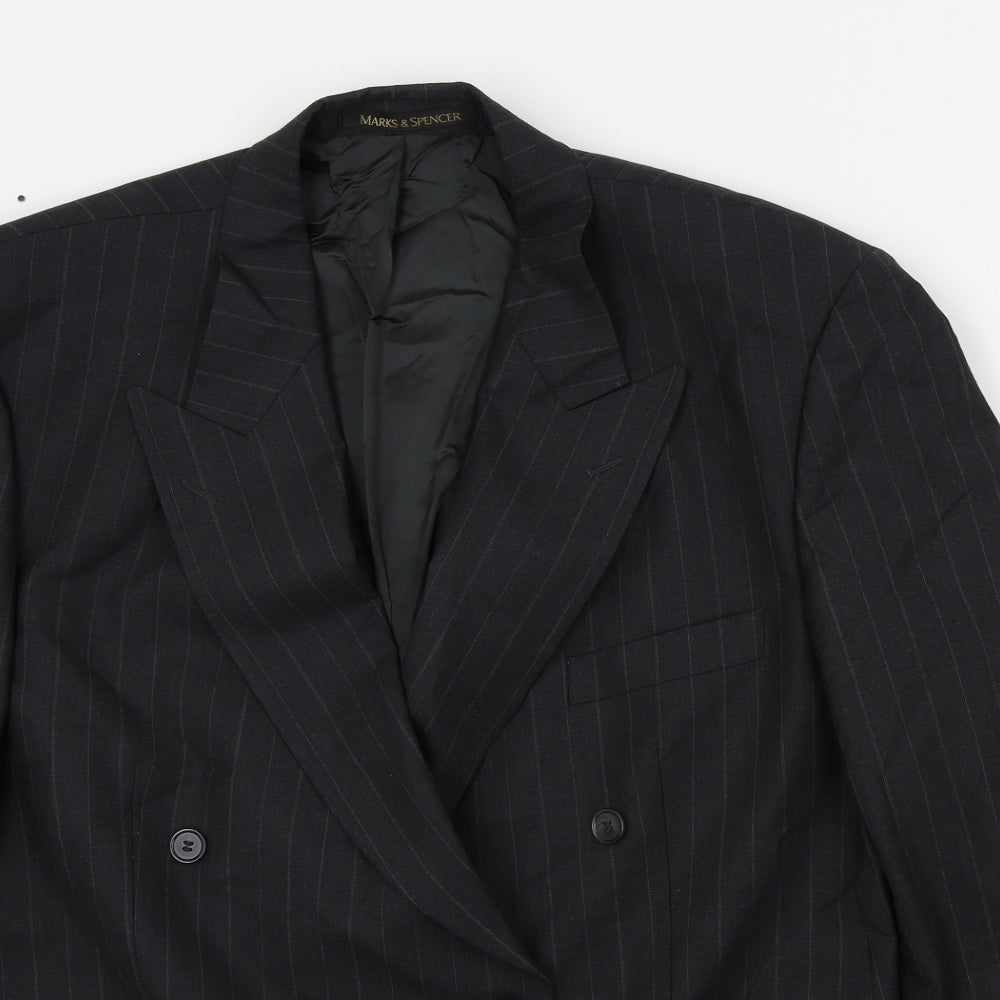 M&S Mens Grey Striped  Jacket Suit Jacket Size 44