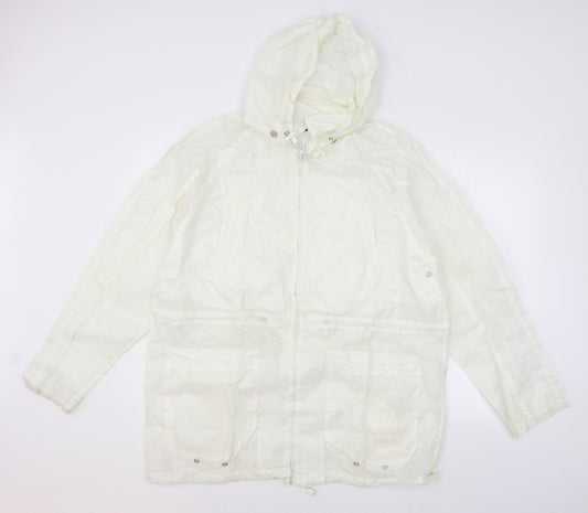 Janique Womens White   Jacket Coat Size L  - washable marks